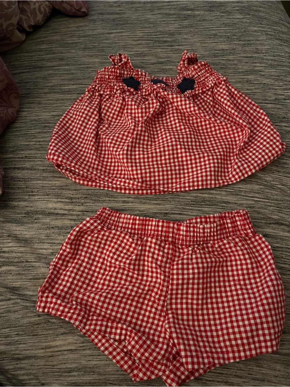 Carter's Red and White Gingham Ruffle Shorts Set
